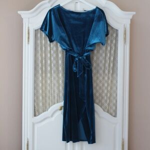 Kensie Teal Velvet Midi Dress